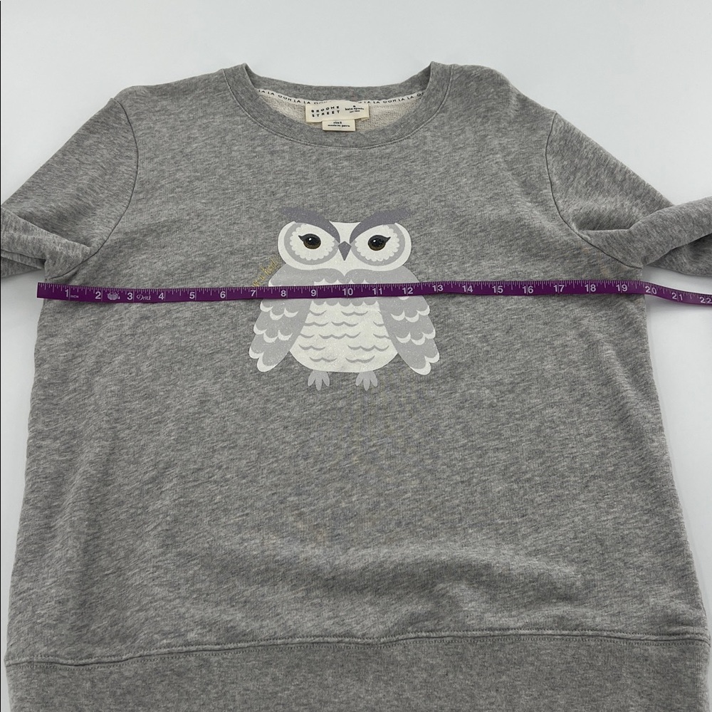 kate spade Gray Owl Motif Women's Sweater novelty teacher artsy unique Sm - Picture 5 of 9